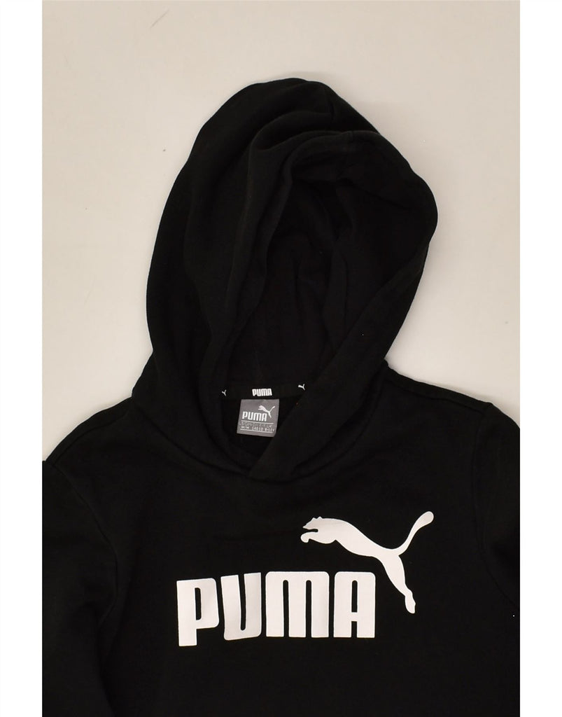 PUMA Boys Graphic Hoodie Jumper 9-10 Years Black Cotton | Vintage Puma | Thrift | Second-Hand Puma | Used Clothing | Messina Hembry 