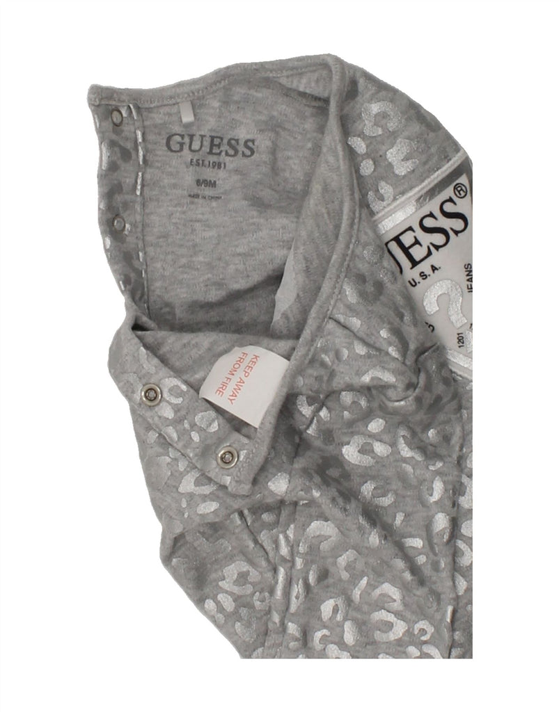 GUESS Baby Girls Graphic Long Sleeve Bodysuit 6-9 Months  Grey | Vintage Guess | Thrift | Second-Hand Guess | Used Clothing | Messina Hembry 