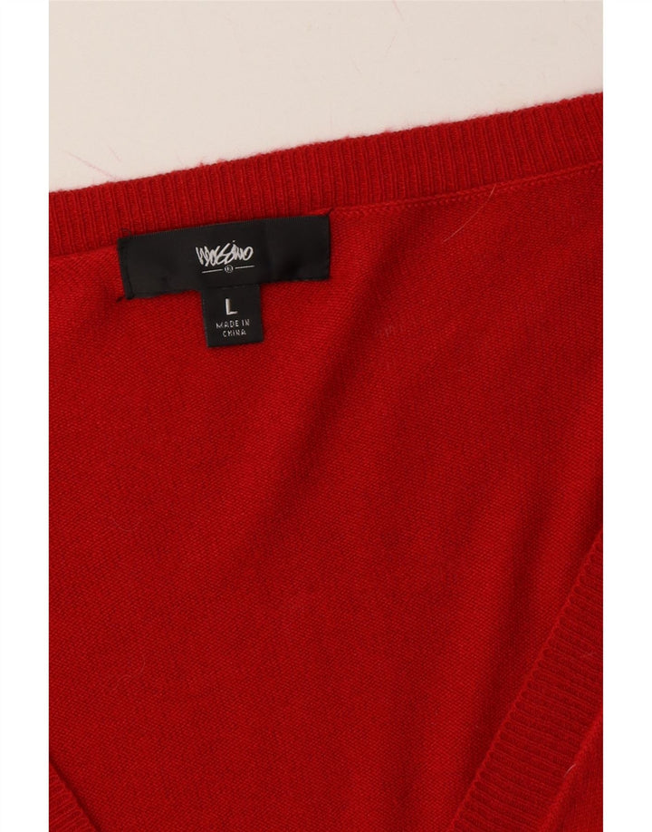 MOSSIMO Womens V-Neck Jumper Sweater UK 14 Large Red Nylon Vintage Mossimo and Second-Hand Mossimo from Messina Hembry 