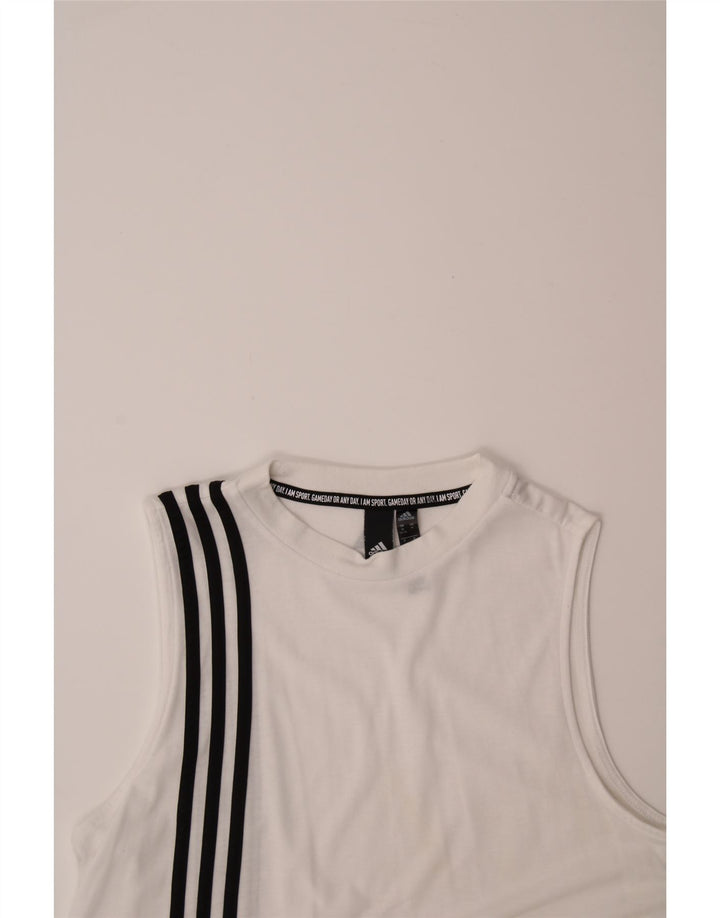 ADIDAS Womens Vest Top UK 12/14 Medium White Vintage Adidas and Second-Hand Adidas from Messina Hembry 