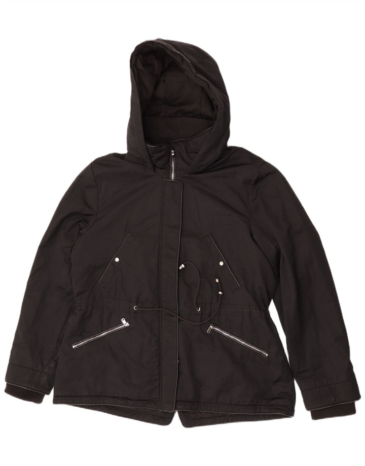 Zara Womens Hooded Windbreaker Jacket UK 18 XL Black Polyester