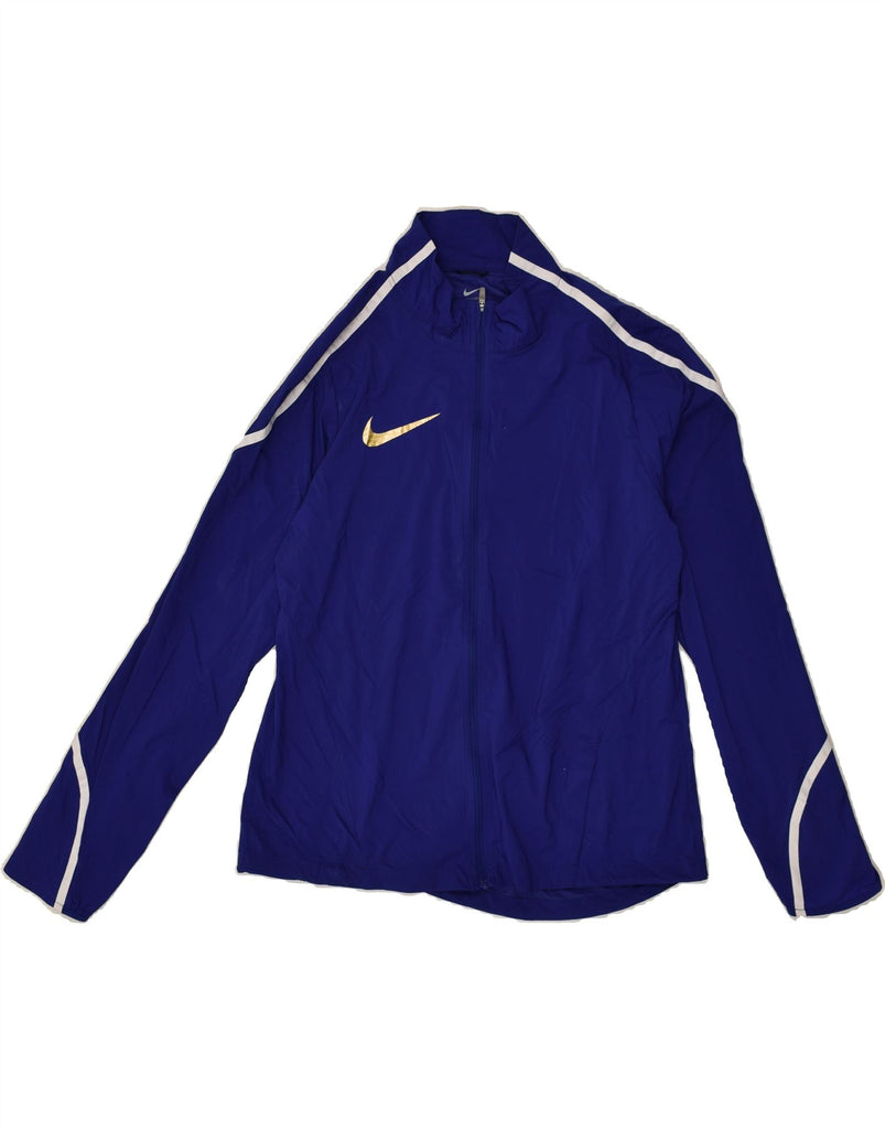 NIKE Womens Tracksuit Top Jacket UK 14 Medium Blue Polyester | Vintage Nike | Thrift | Second-Hand Nike | Used Clothing | Messina Hembry 