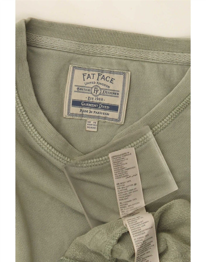 Fat Face Womens Sweatshirt Jumper UK 14 Large Khaki Cotton