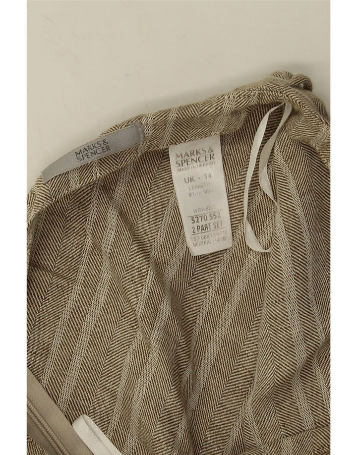 Marks & Spencer Womens Maxi Skirt UK 14 Large W32 Grey Herringbone Cotton