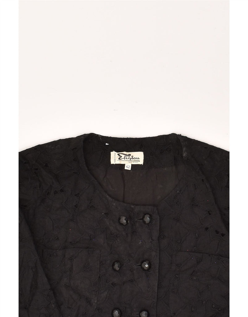 VINTAGE Womens Shirt Blouse IT 42 Medium Black Linen | Vintage Vintage | Thrift | Second-Hand Vintage | Used Clothing | Messina Hembry 