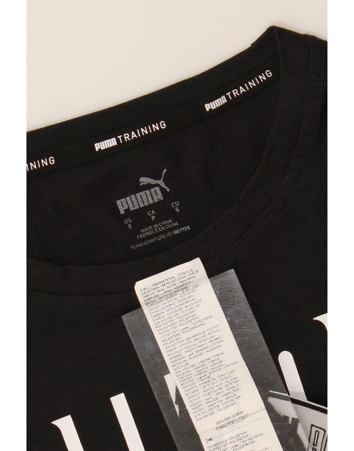 PUMA Womens Graphic T-Shirt Top UK 10 Small Black Polyester Vintage Puma and Second-Hand Puma from Messina Hembry 