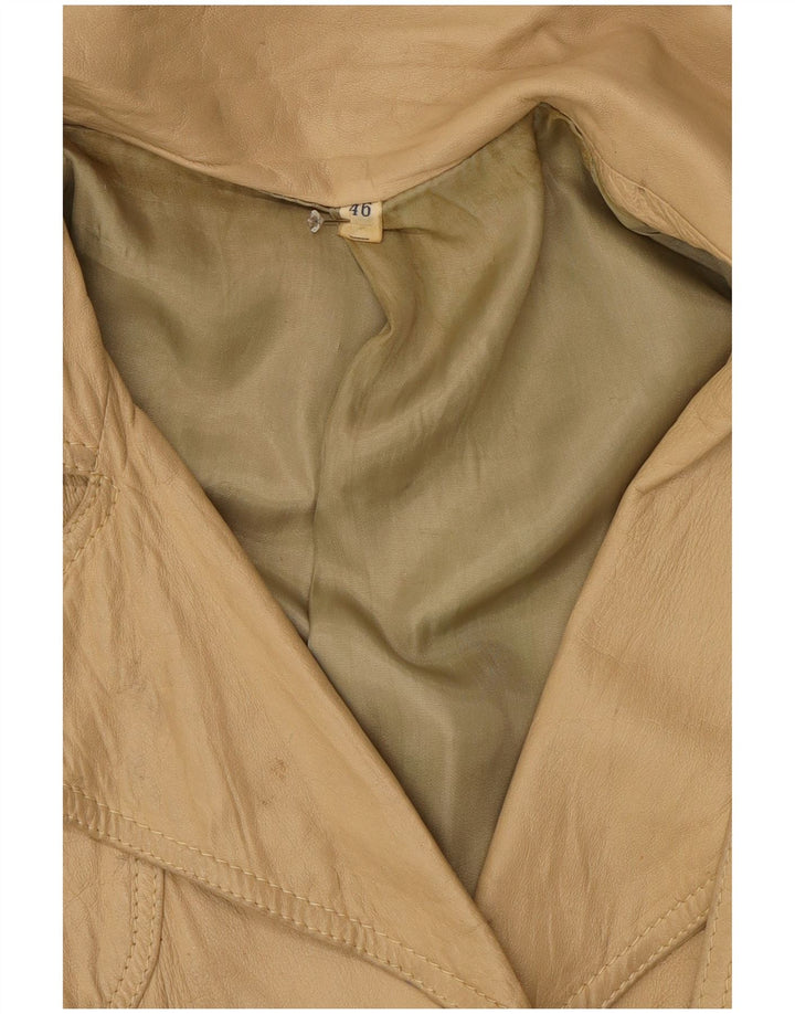 Vintage Womens Leather Jacket IT 46 Large Beige