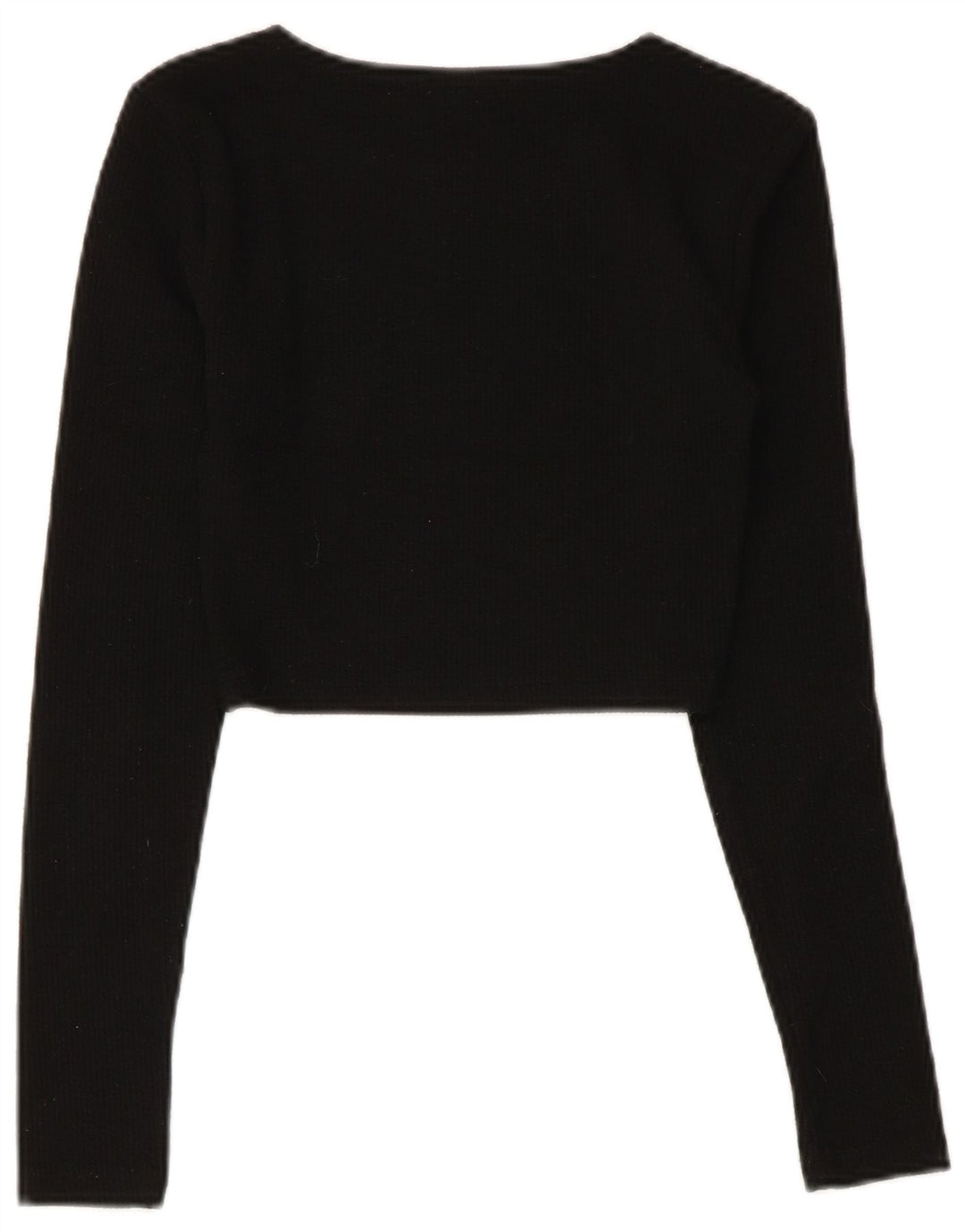 Zara Womens Crop Top Long Sleeve UK 8 Small Black Polyester