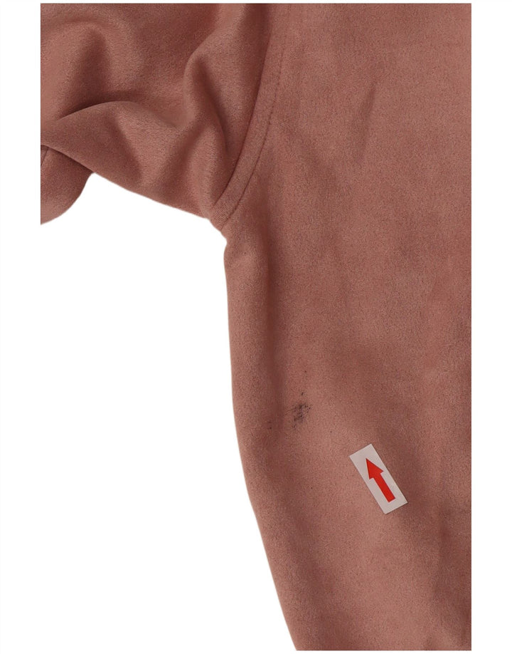 Zara Womens Zip Neck Hoodie Jumper UK 14 Medium Pink Polyester