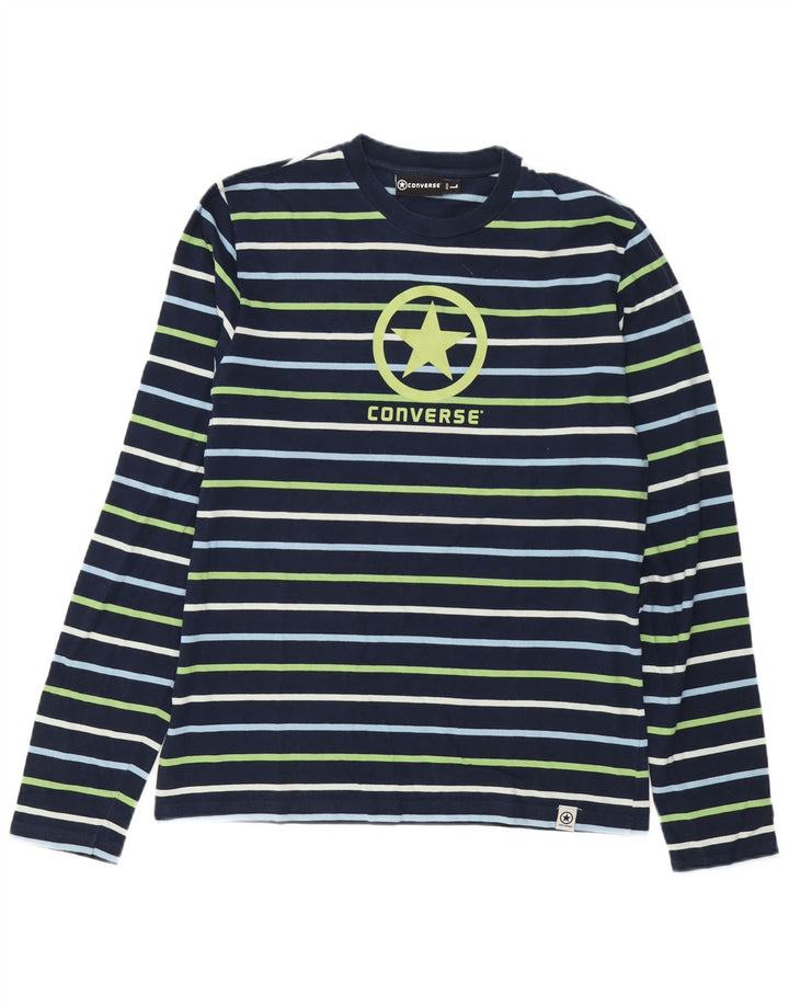 Converse Mens Graphic Top Long Sleeve Large Navy Blue Striped Cotton