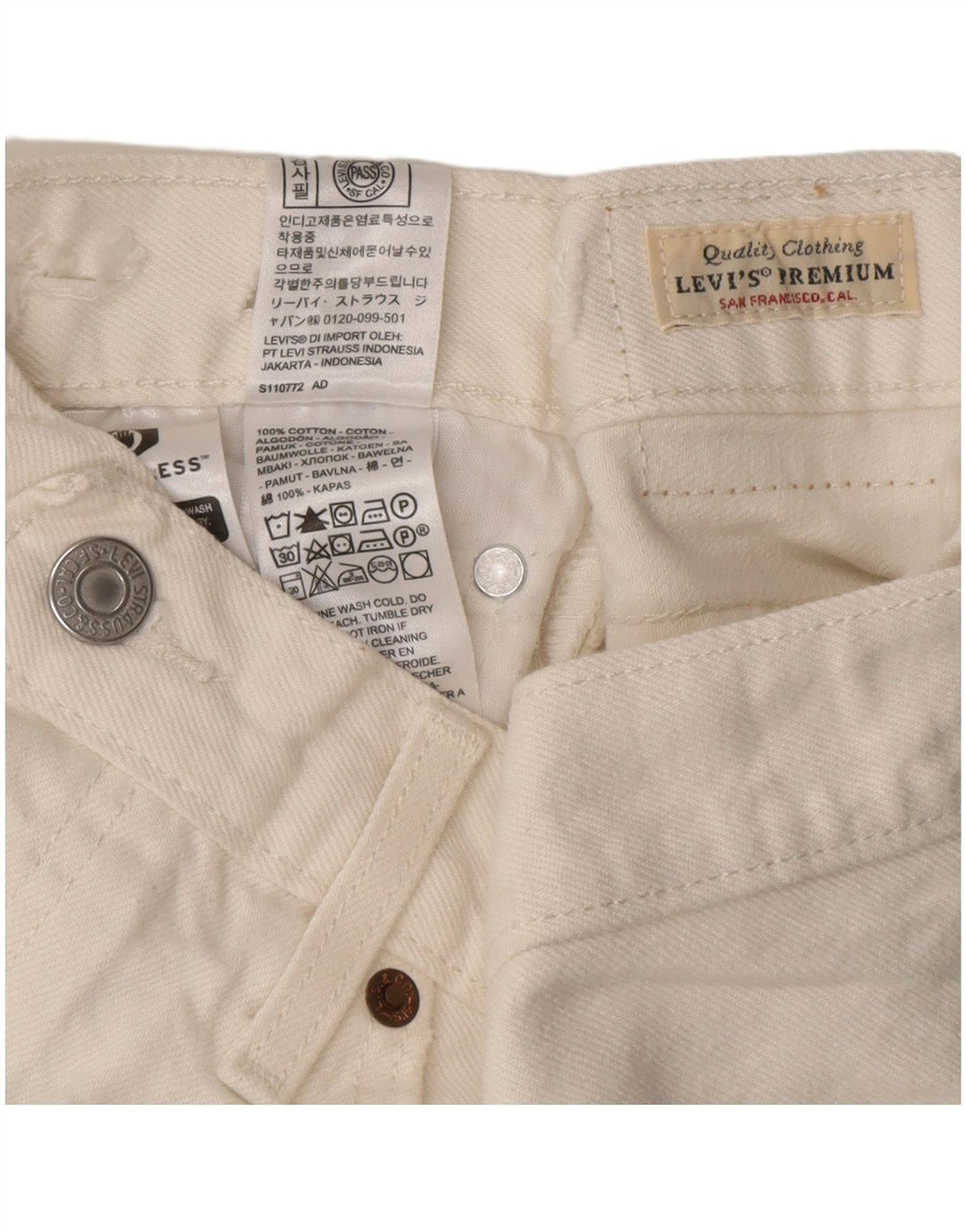 Levi's Womens 501 High Waist Distressed Denim Shorts W30 Medium White