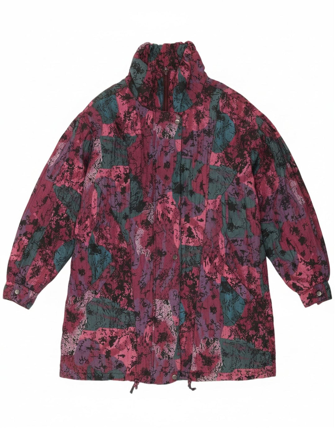 VINTAGE Womens Abstract Pattern Windbreaker Coat EU 44 XL Multicoloured