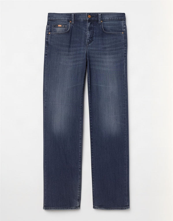 Hugo Boss Mens Stretch Straight Jeans W32 L30 Navy Blue Cotton