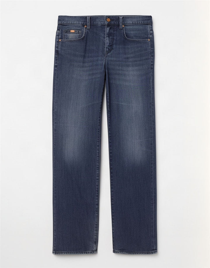 Hugo Boss Mens Stretch Straight Jeans W32 L30 Navy Blue Cotton