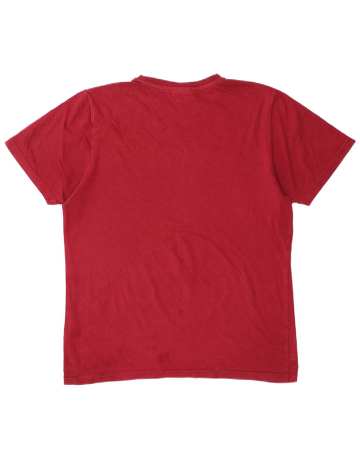 ELLESSE Mens Graphic T-Shirt Top Medium Red Cotton