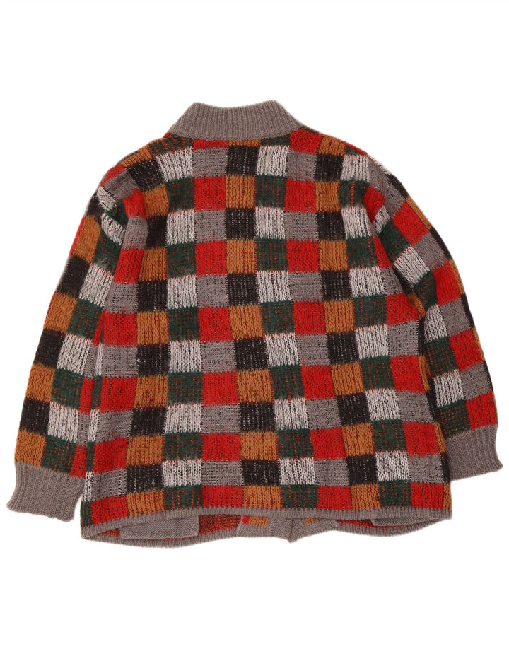 Vintage Womens Oversized Cardigan Sweater UK 16 Large Multicoloured Check