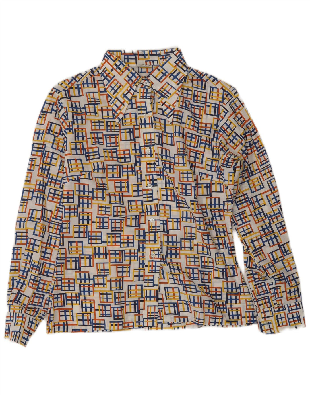 Vintage Womens Shirt Blouse EU 40 Medium Multicoloured Geometric Polyester