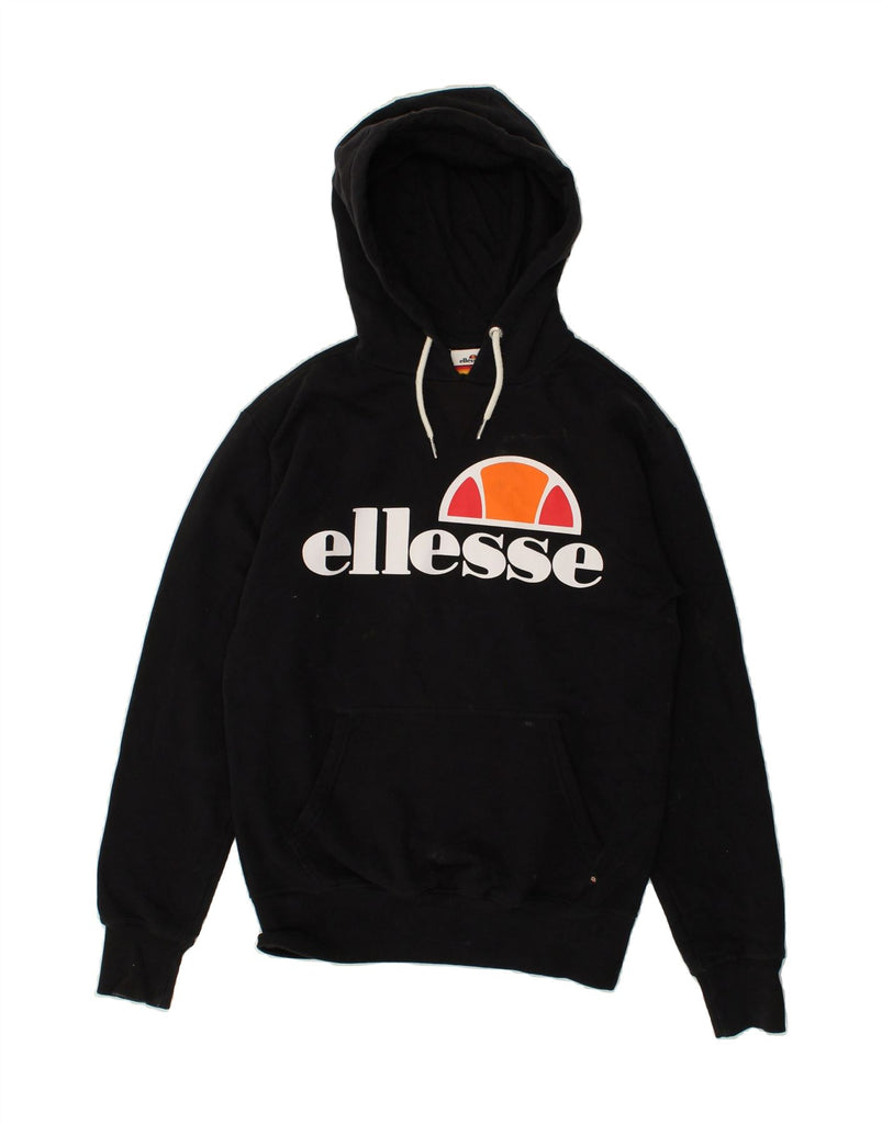 ELLESSE Womens Graphic Hoodie Jumper UK 8 Small  Black | Vintage Ellesse | Thrift | Second-Hand Ellesse | Used Clothing | Messina Hembry 