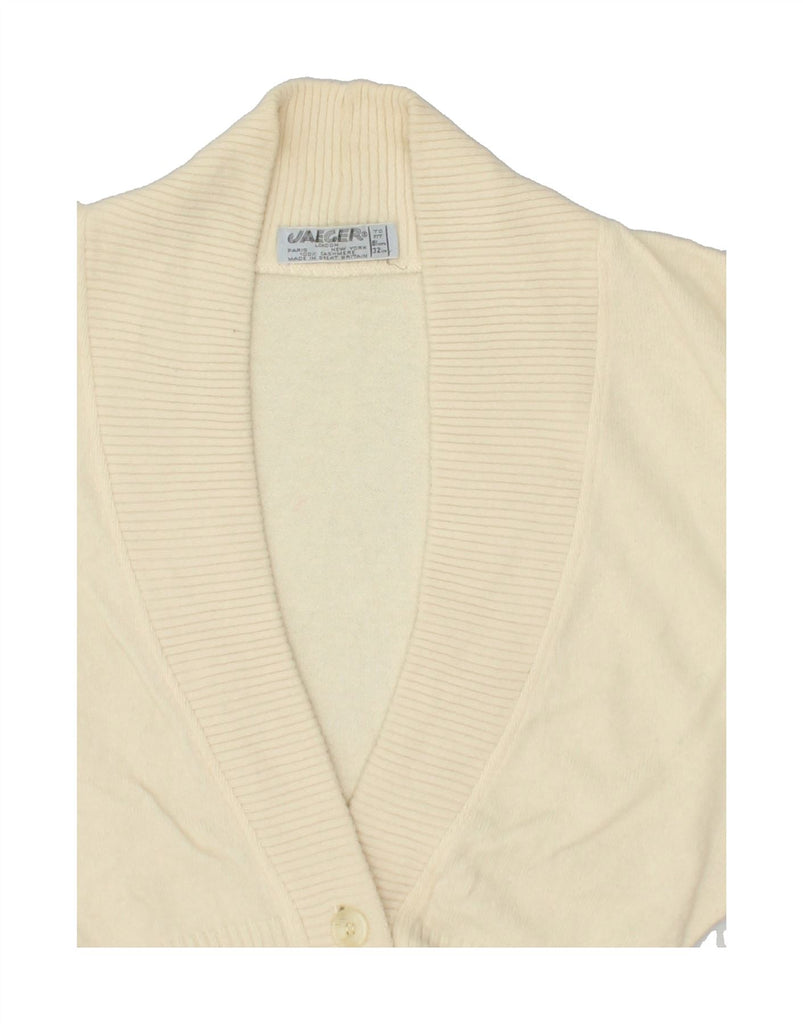 JAEGER Womens Cardigan Sweater UK 12 Medium Off White Cashmere | Vintage Jaeger | Thrift | Second-Hand Jaeger | Used Clothing | Messina Hembry 