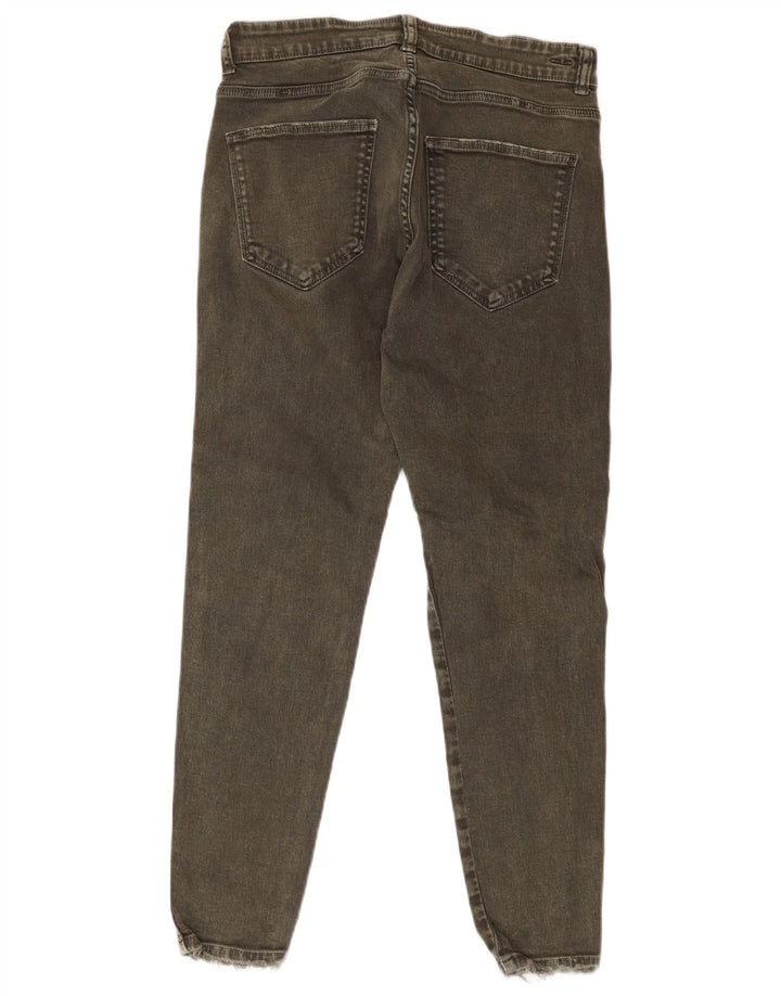 Zara Mens Distressed Slim Jeans EU 42 Medium W32 L27 Khaki Cotton