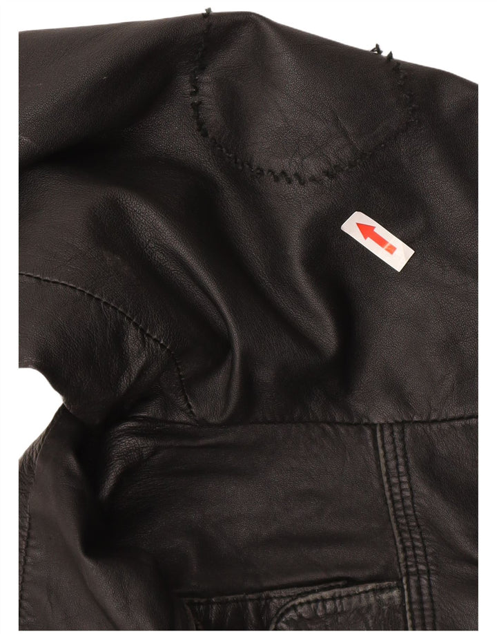 Superdry Mens Leather Jacket UK 42 XL Black Leather