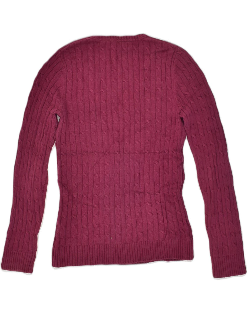 CREW CLOTHING Womens V-Neck Jumper Sweater UK 12 Medium  Maroon Cotton | Vintage Crew Clothing | Thrift | Second-Hand Crew Clothing | Used Clothing | Messina Hembry 