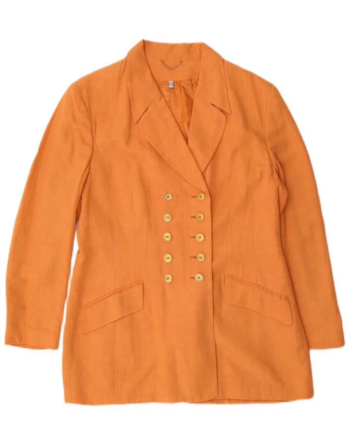 Vintage Womens Double Breasted Blazer Jacket UK 16 Large Orange Viscose