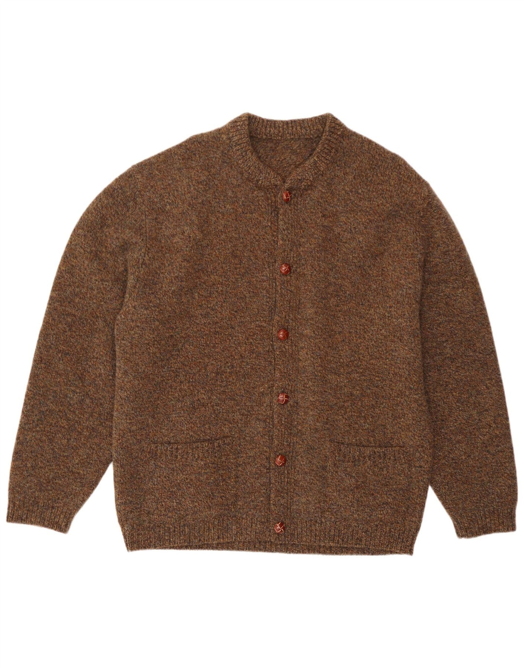 Vintage Mens Cardigan Sweater XL Brown Flecked