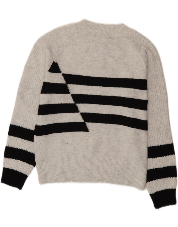 Marks & Spencer Womens Crew Neck Jumper Sweater UK 10 Small Grey Striped