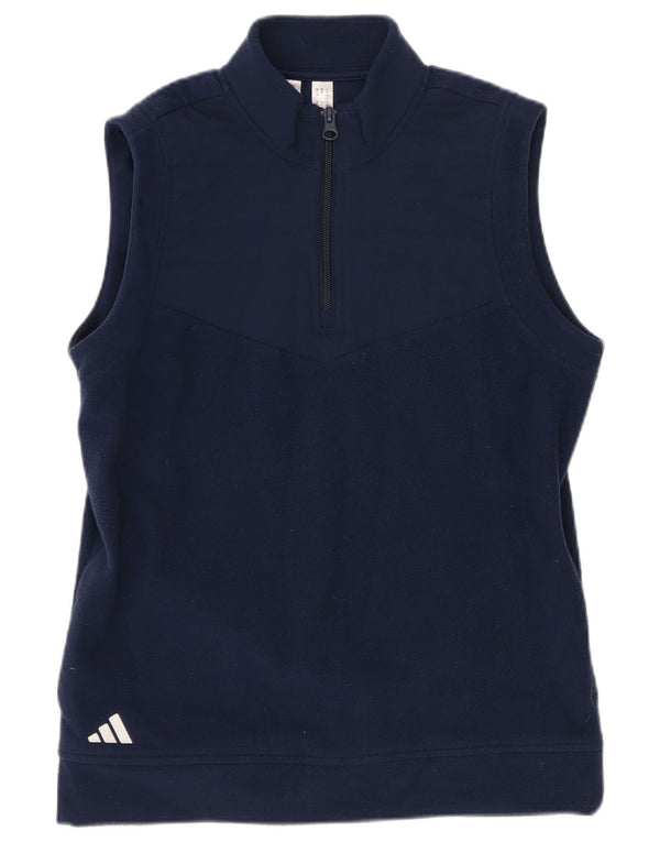 Adidas Boys Zip Neck Sleeveless Fleece Jumper 11-12 Years Navy Blue