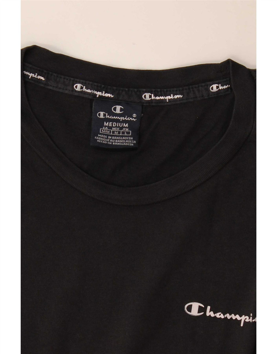 Champion Mens T-Shirt Top Medium Black