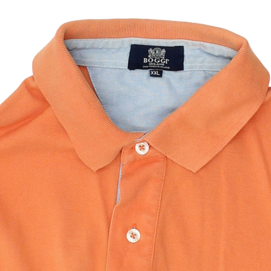 Boggi Mens Orange Long Sleeve Polo Shirt | Vintage High End Designer Casual VTG | Vintage Messina Hembry | Thrift | Second-Hand Messina Hembry | Used Clothing | Messina Hembry 