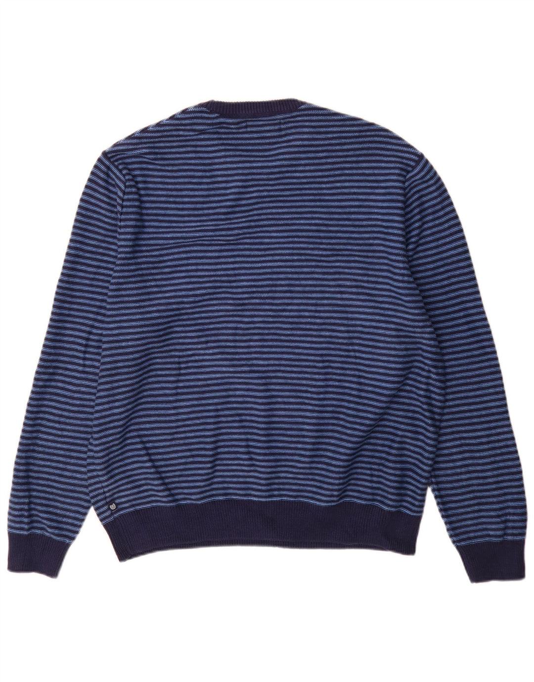 Chaps Mens Crew Neck Jumper Sweater XL Blue Striped Cotton
