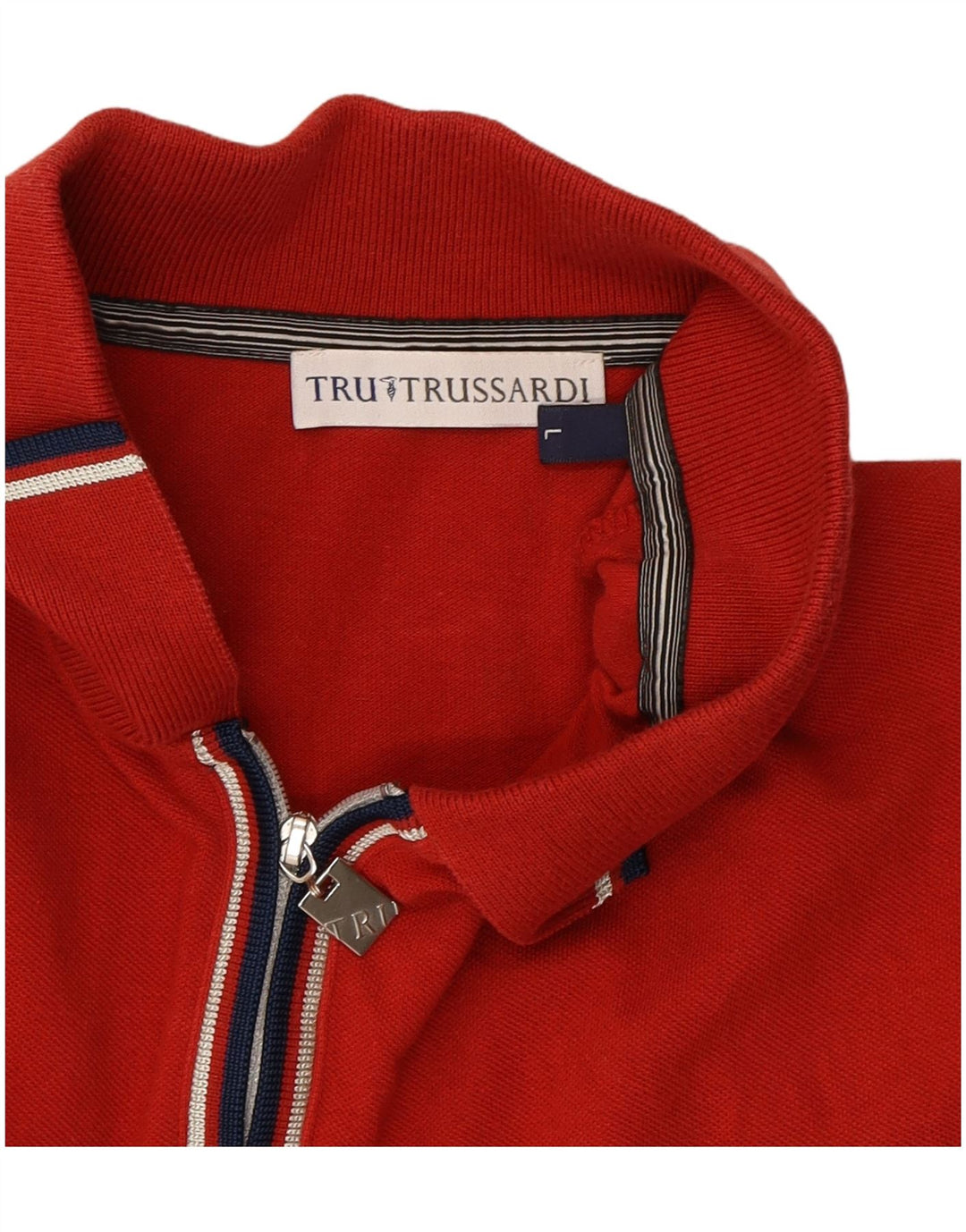 TRUSSARDI Mens Polo Shirt Large Red Cotton