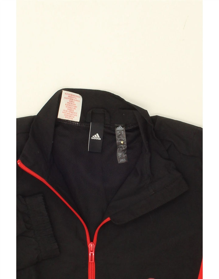 ADIDAS Boys Graphic Tracksuit Top Jacket 9-10 Years Black Colourblock Vintage Adidas and Second-Hand Adidas from Messina Hembry 