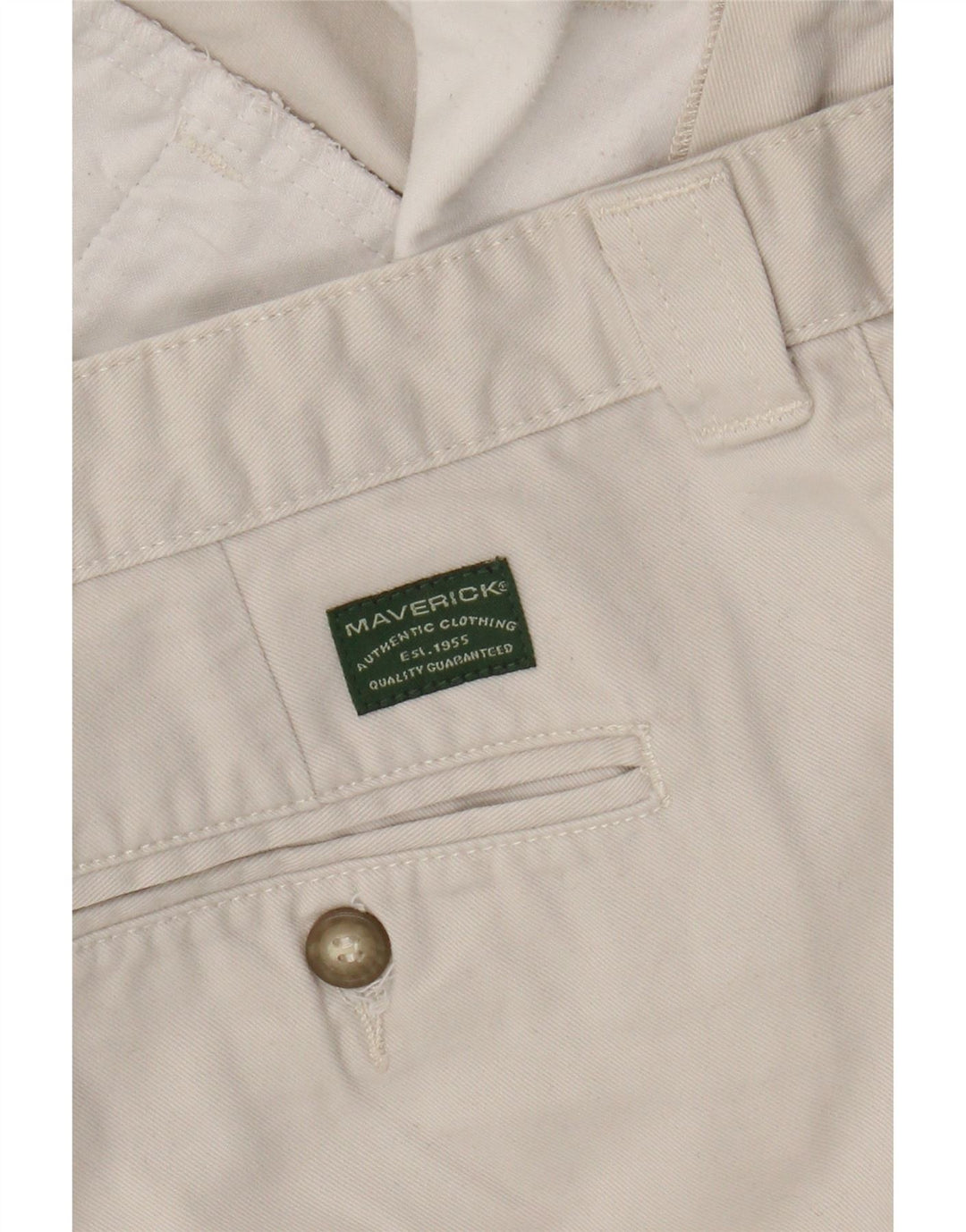 MAVERICK Mens Straight Cargo Trousers W36 L30 White Cotton