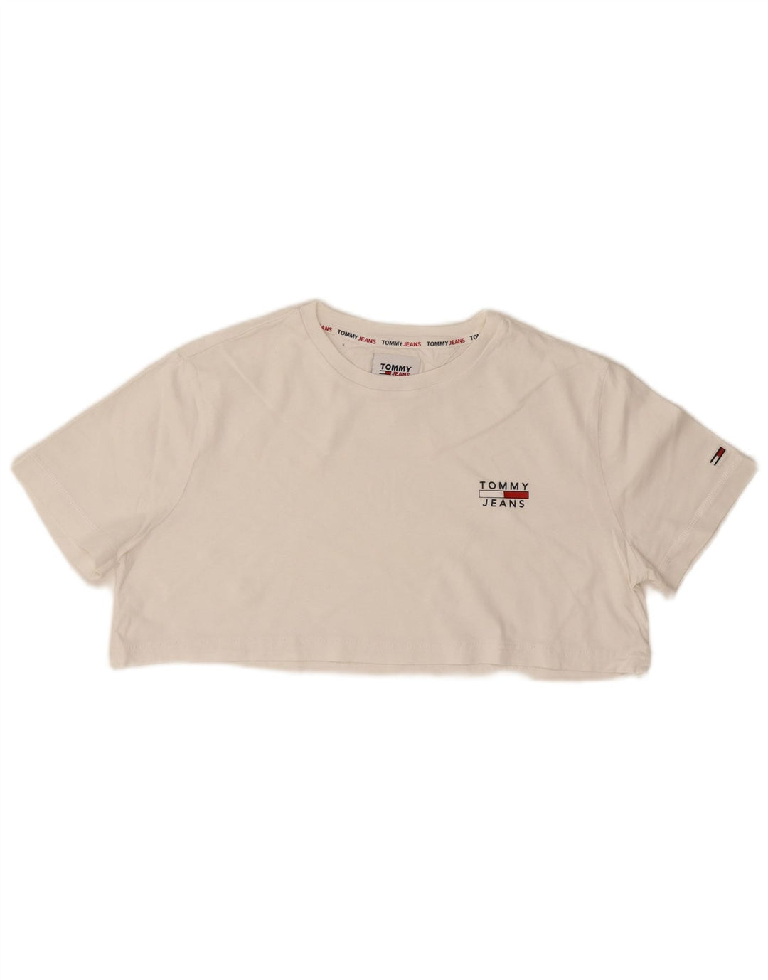 Tommy Hilfiger Womens Crop Graphic T-Shirt Top UK 14 Medium White