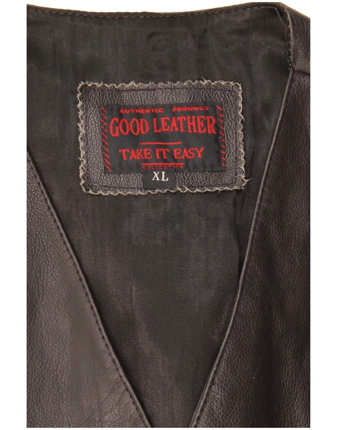 Vintage Mens Leather Waistcoat  XL Black Leather