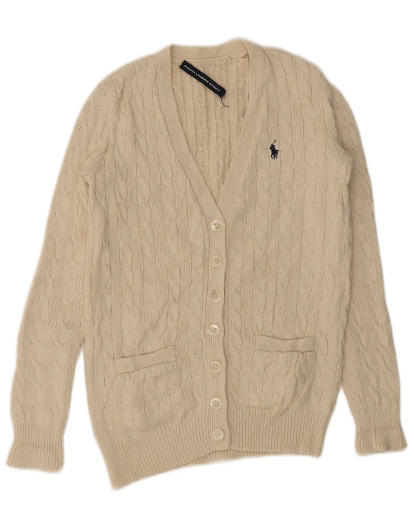 Ralph Lauren Womens Cardigan Sweater UK 10 Small White Cotton