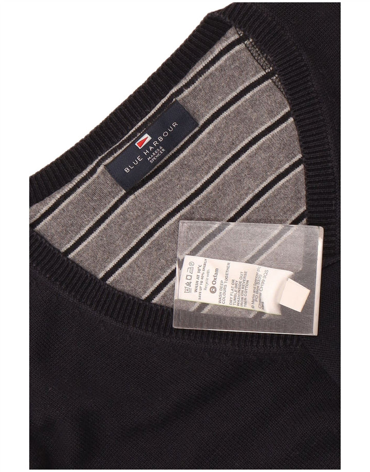 Marks & Spencer Mens Blue Harbour V-Neck Jumper Sweater Large Navy Blue