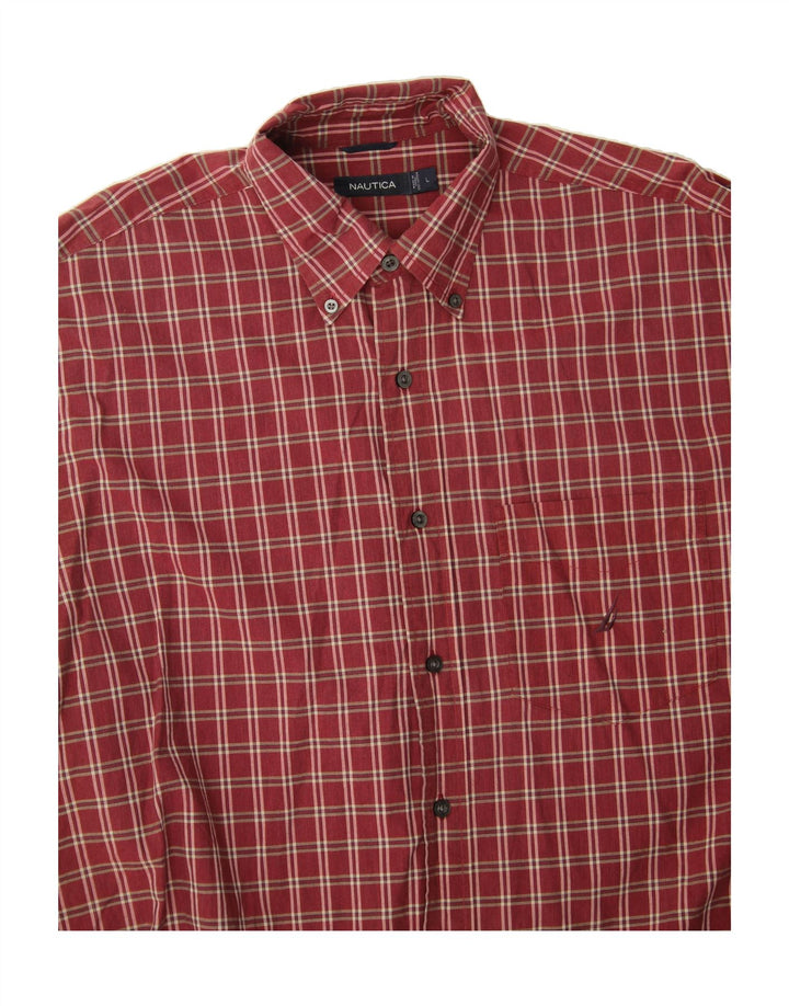 NAUTICA Mens Shirt Large Red Check Cotton Vintage Nautica and Second-Hand Nautica from Messina Hembry 