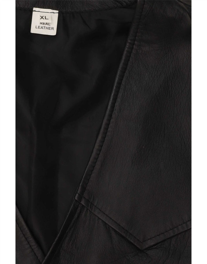 Vintage Mens Leather Gilet UK 42 XL Black Leather
