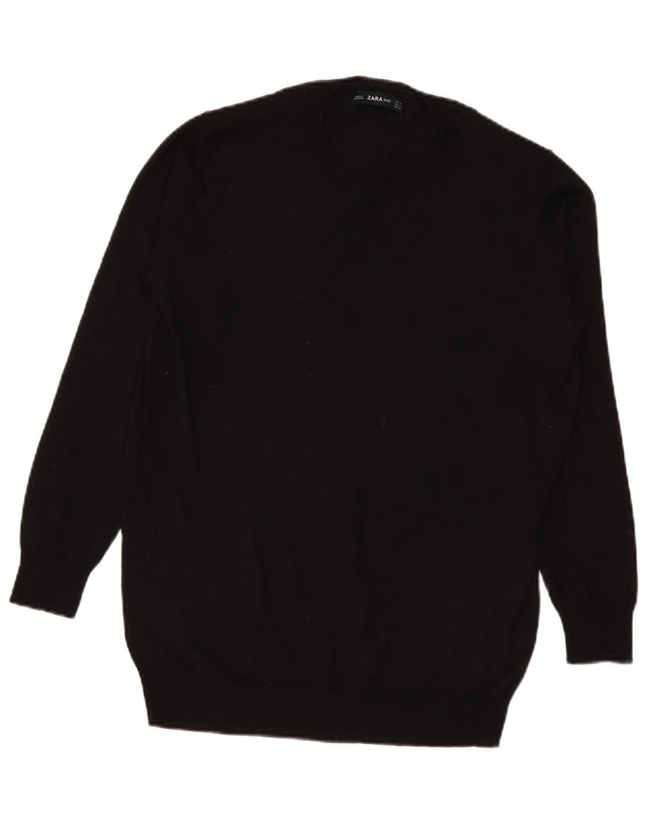 Zara Womens Crew Neck Jumper Sweater UK 14 Medium Black