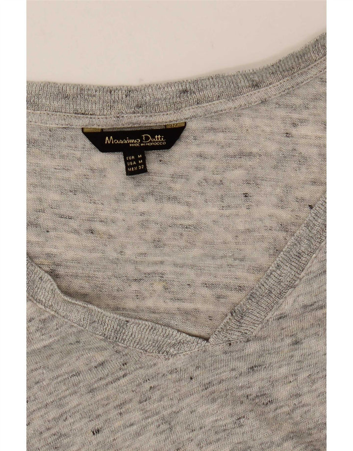 Massimo Dutti Womens Top Long Sleeve UK 12 Medium Grey Flecked
