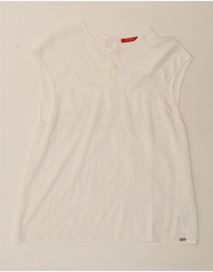 Guess Womens Blouse Top UK 12 Medium White Polyester