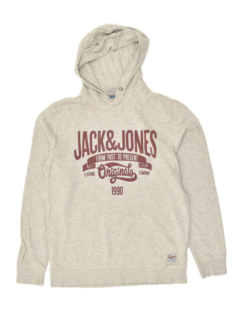 JACK & JONES Mens Graphic Hoodie Jumper Medium Grey Cotton | Vintage Jack & Jones | Thrift | Second-Hand Jack & Jones | Used Clothing | Messina Hembry 