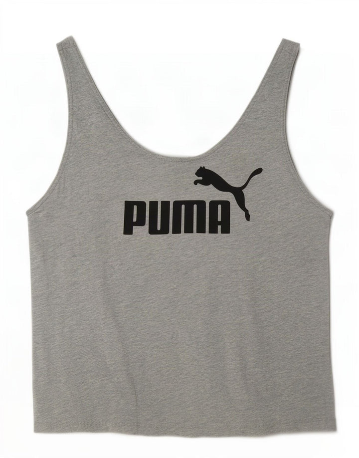 Puma Womens Graphic Vest Top UK 10 Small Grey Flecked
