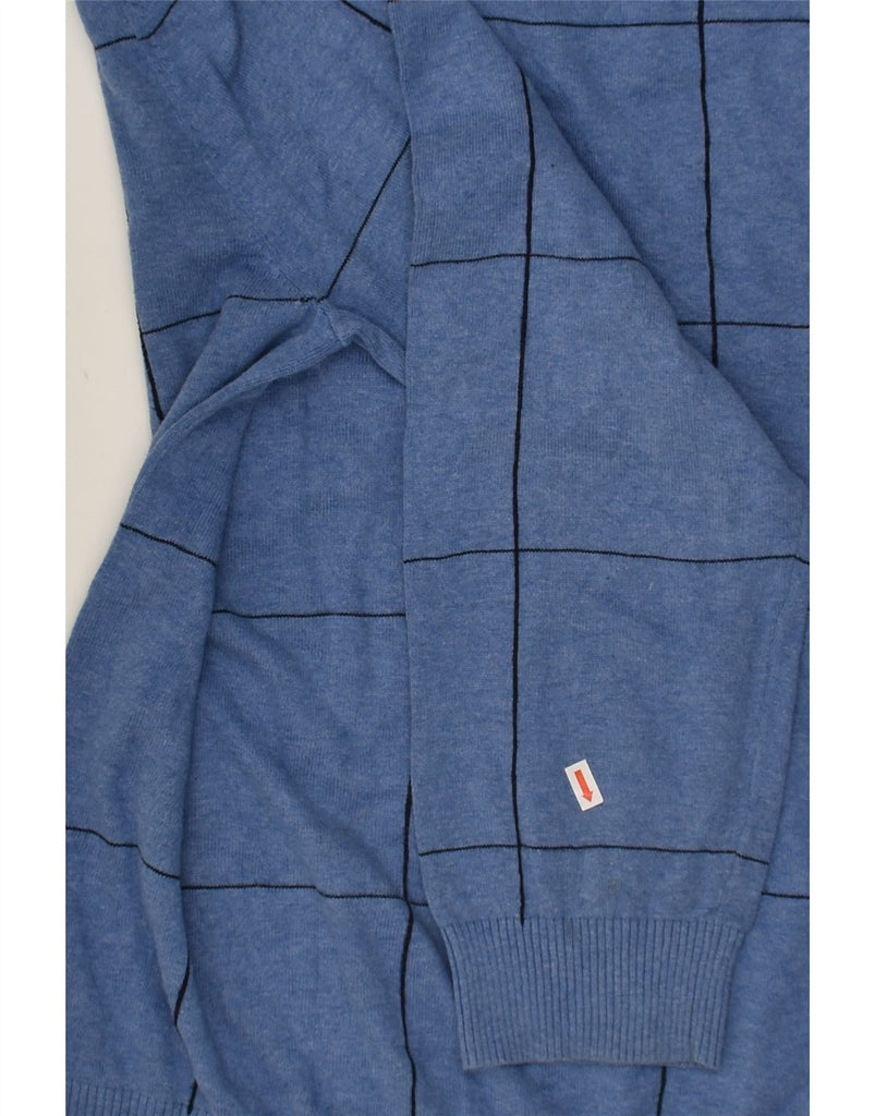 NAUTICA Mens V-Neck Jumper Sweater XL Blue Geometric Cotton | Vintage Nautica | Thrift | Second-Hand Nautica | Used Clothing | Messina Hembry 