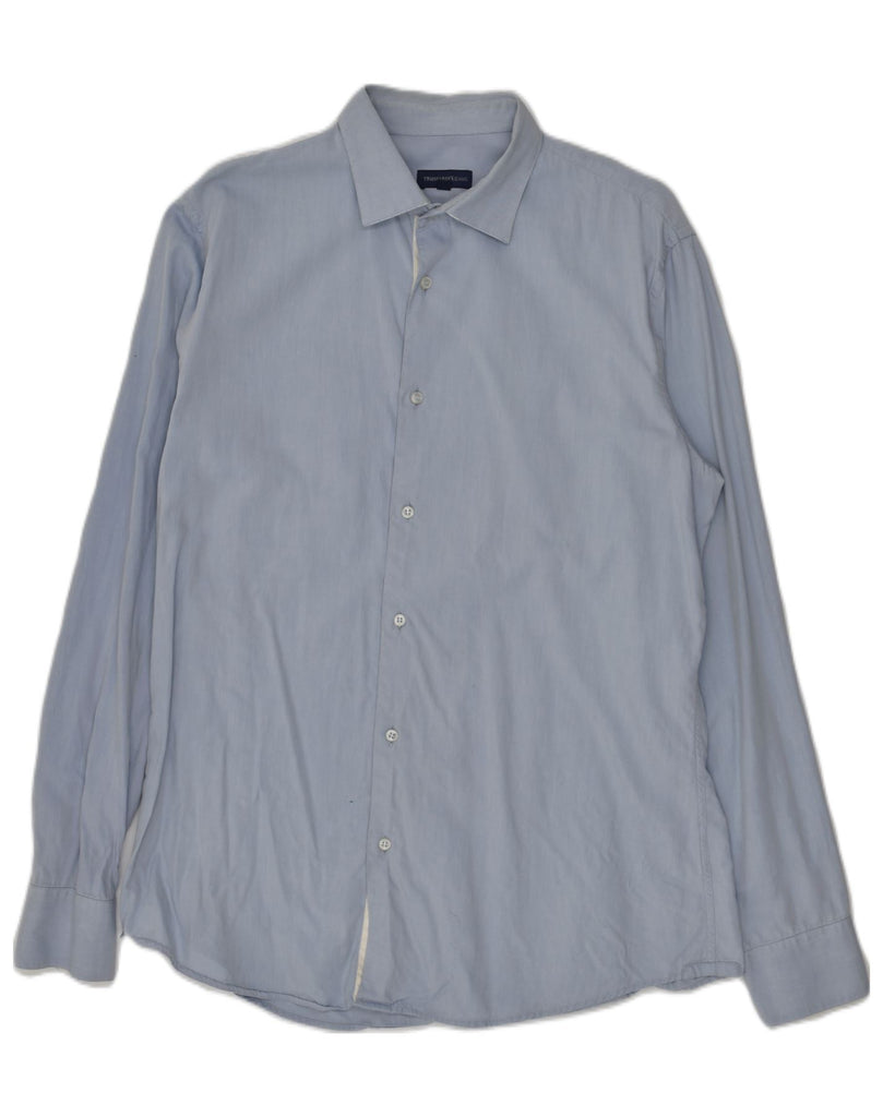 TRUSSARDI Mens Shirt Large Blue Cotton | Vintage Trussardi | Thrift | Second-Hand Trussardi | Used Clothing | Messina Hembry 