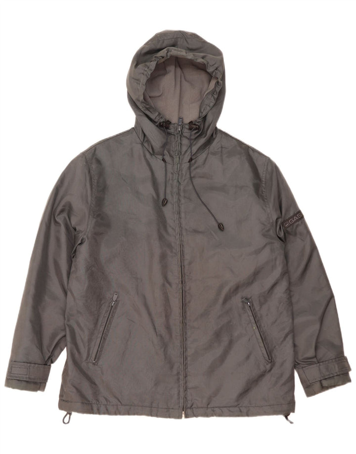 GAS Mens Hooded Windbreaker Jacket UK 38 Medium Grey